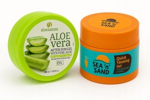 Grecki zestaw do opalania: Sea 'n' Sand Przyspieszacz opalania w żelu bez filtrów UV 170ml + Aloe Natura Nawilżający żel po opalaniu aloesowy 200ml