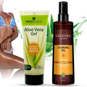 Zestaw do opalania – Celenes by Sweden Tanning Oil + Fresh Secrets Aloe Vera Gel