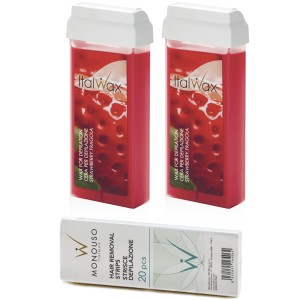 Depilacja zestaw 2x wosk ItalWax Strawberry Flex plus gratis paski