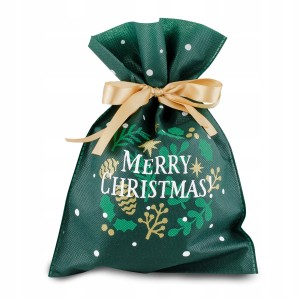 Torebka świąteczna 30x45cm elegancki worek na prezent upominek z wstążką złotą