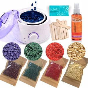 Zestaw do depilacji podgrzewacz 4x100g wosk twardy ItalWax eco szpatułki olejek
