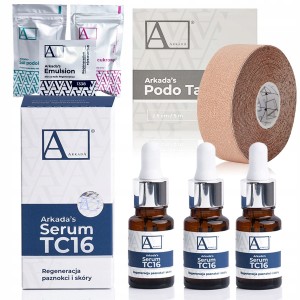 Arkada Zestaw: Serum kolagenowe TC16 11ml 3 sztuki + Podo Tape Taśma tapingowa 2,5cm x 5m + 3 próbki