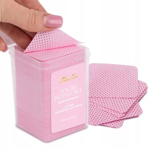 Molly Nails Waciki kosmetyczne bezpyłowe perforowane 5x5cm różowe 200 sztuk w pudełku