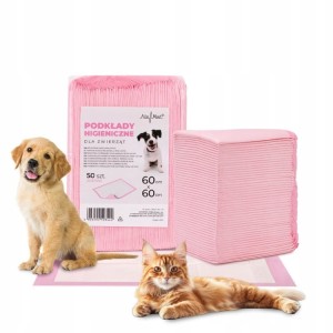 Podkłady higieniczne dla psa i kota AlleMed 60x60 cm 50 szt nieprzemakalne różowe