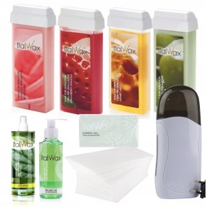 Zestaw do depilacji rolka Podgrzewacz ItalWax + 4woski +2 preparaty + paski100