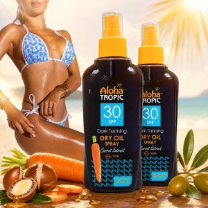 MadiS Aloha Tropic Dark Tanning SPF30 Suchy olejek do opalania głęboka opalenizna z marchewką zestaw 2 x 100ml