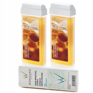 2+1 Zestaw ItalWax do depilacji 2x wosk w rolce Honey + paski