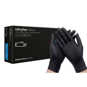 Nitrylex Rękawiczki Nitrylowe Czarne Bezpudrowe 100 szt rozmiar M