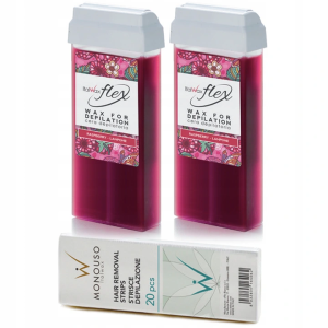 2+1 Zestaw ItalWax do depilacji 2x wosk w rolce Raspberry Flex (malinowy) + paski