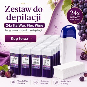 Zestaw do depilacji ItalWax 24x wosk w rolce Flex Wine + podgrzewacz Single Fo 40W + paski