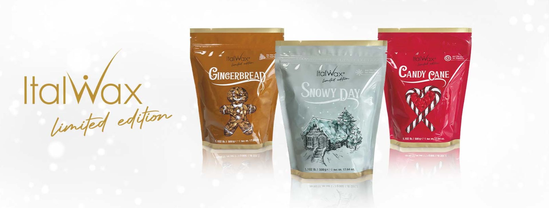Italwax Winter Collection 2025 - Trzy limitowane woski do depilacji z zapachami: Pierniczek, Śnieżny Dzień i Cukrowa Laska
